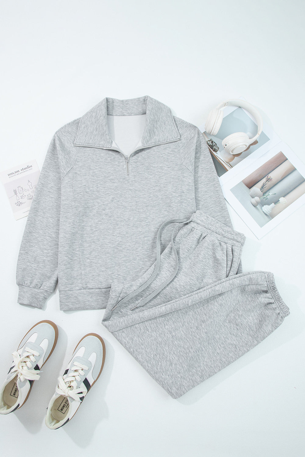 Zip Collar Drawstring Pants Set *two colors* October.