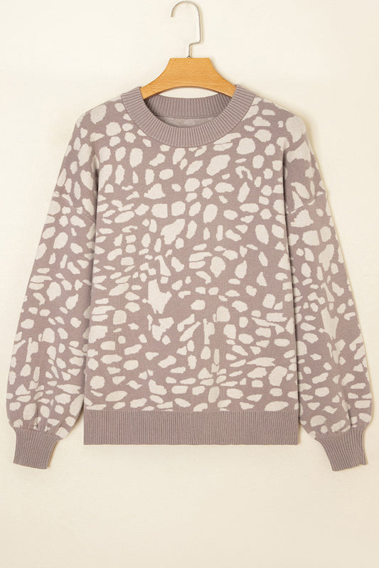 Gray Leopard Ribbed Sweater October.