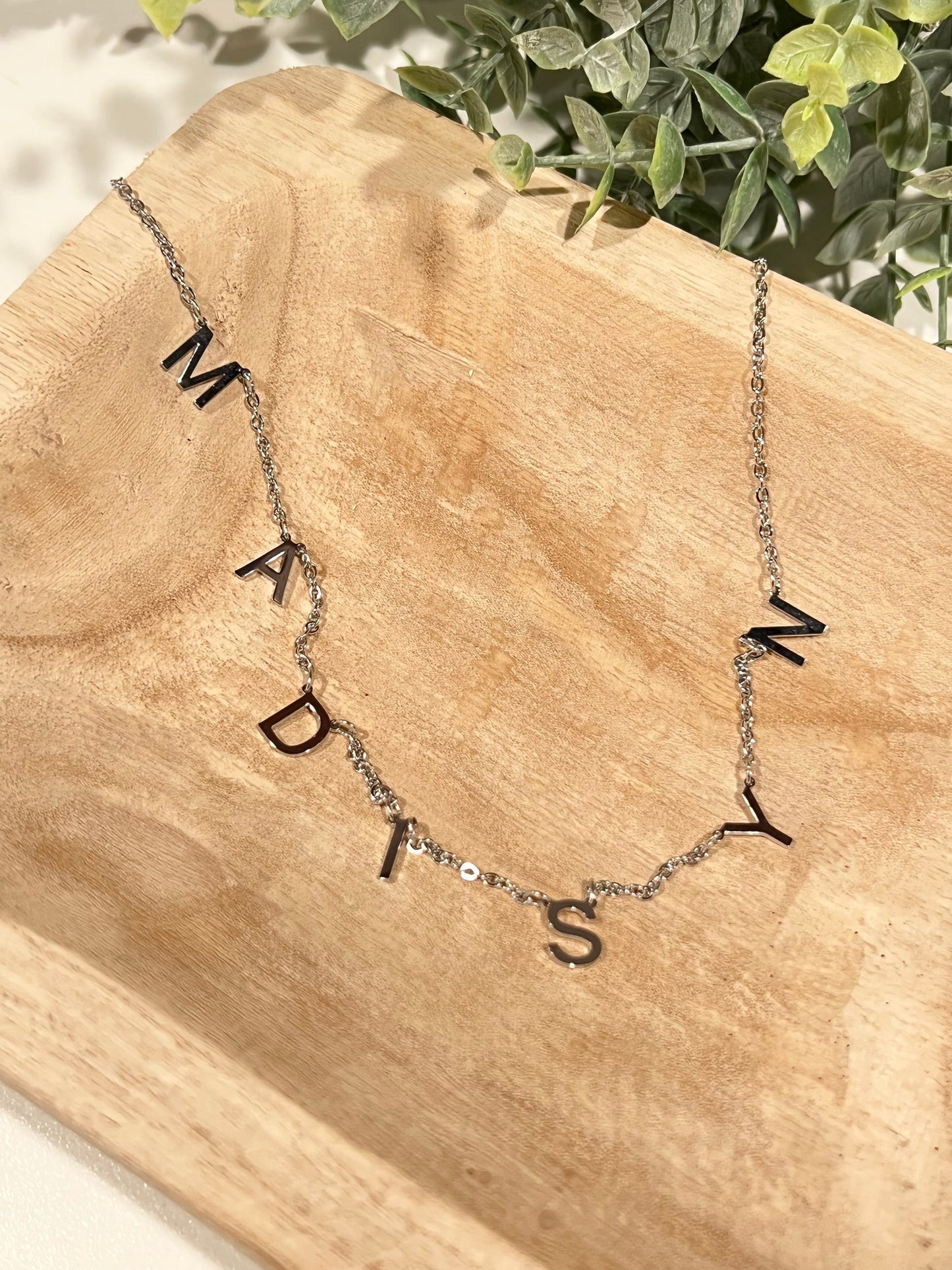 Spaced Letter Stainless Steel Necklace