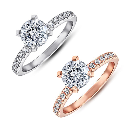 *Brilliant Round Cut Engagement Style Ring- SILVER SIZE 5