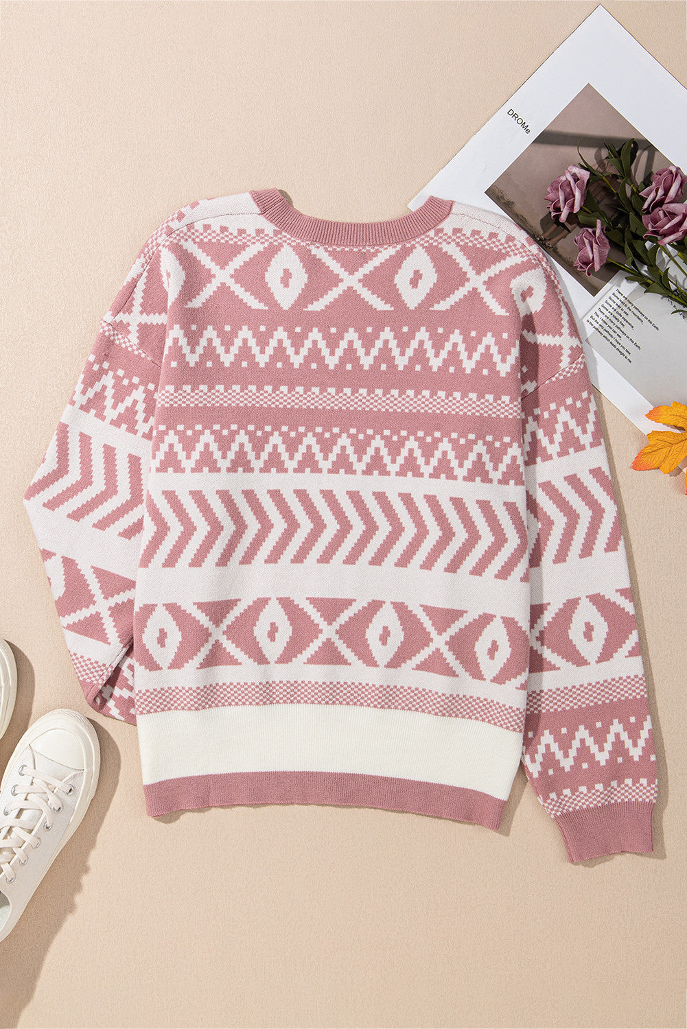Abstract Print Pullover Sweater October.