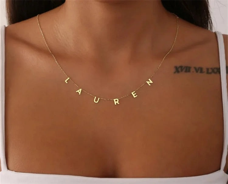 Spaced Letter Stainless Steel Necklace