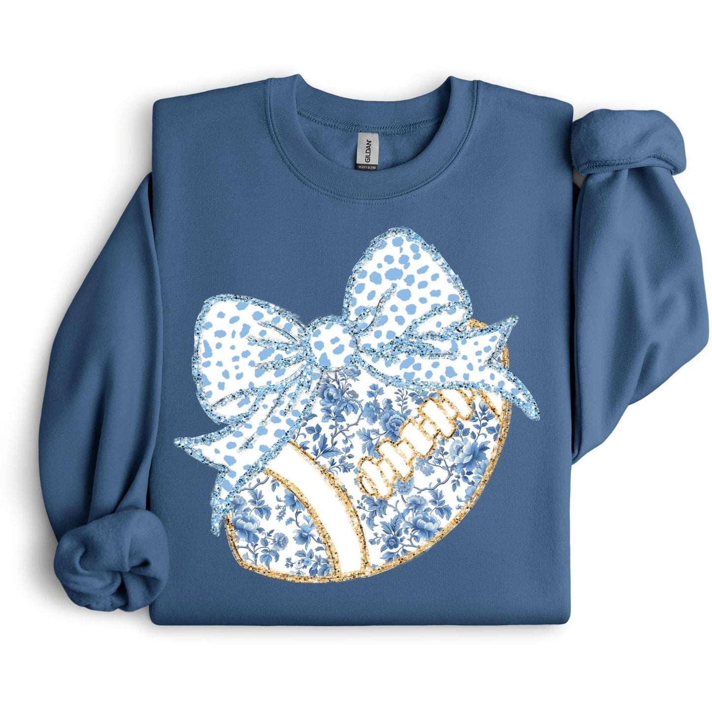 Preppy Blue & White Football Sweatshirt.