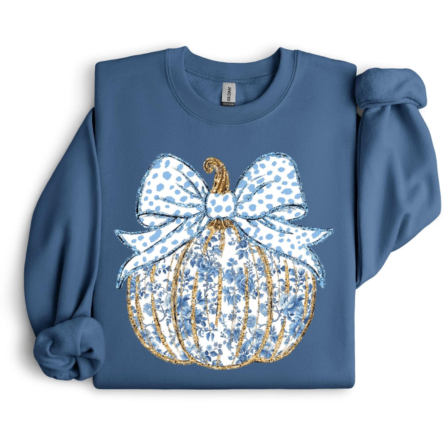 Preppy Blue & White Pumpkin Sweatshirt.