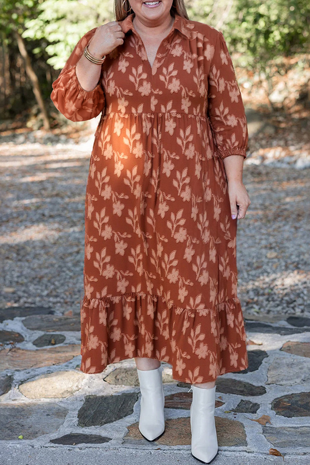 Cinnamon Plus Size Floral Dress RTS