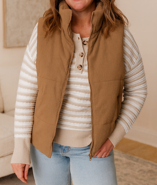 Corduroy Puffer Vest October.