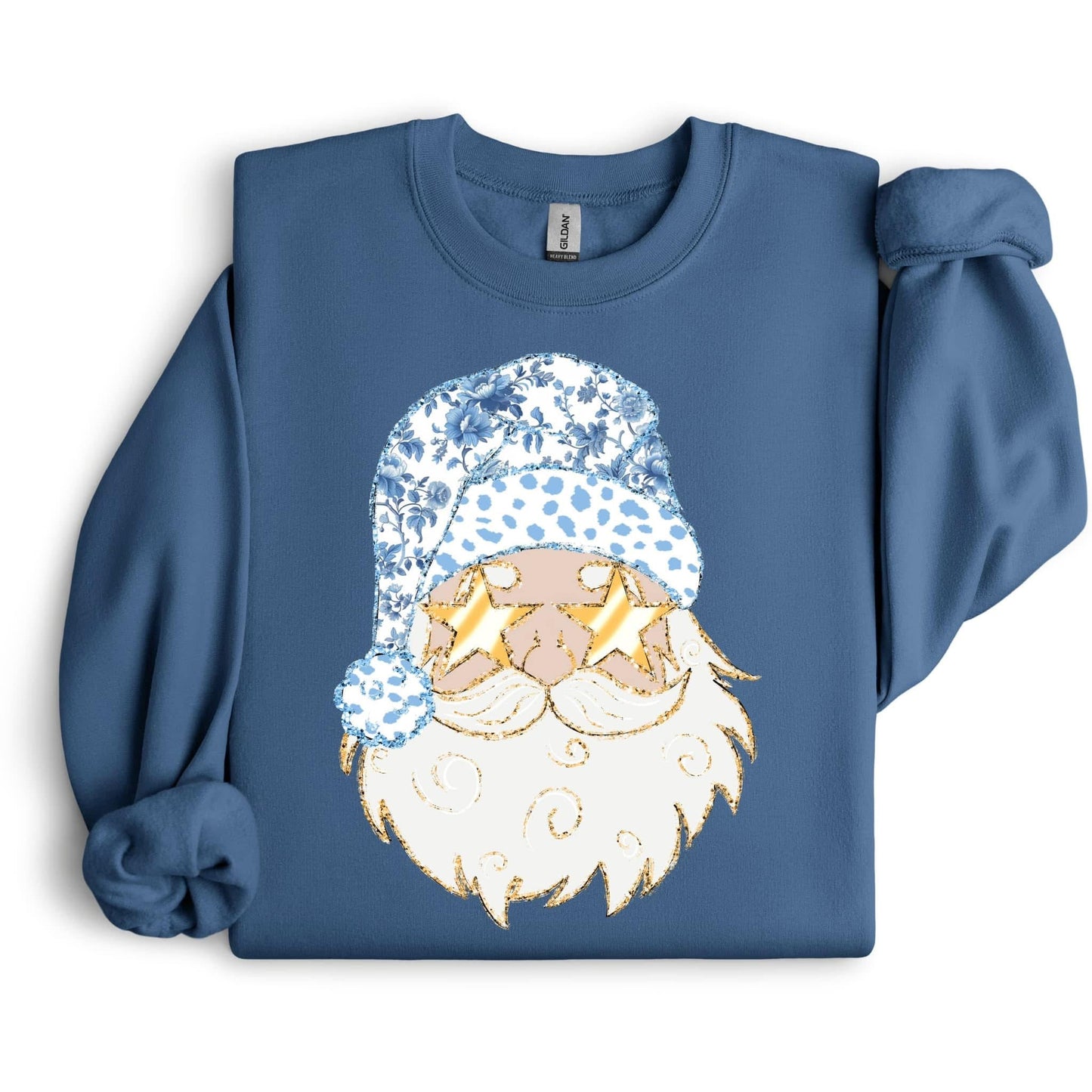 Preppy Blue & White Santa Sweatshirt.