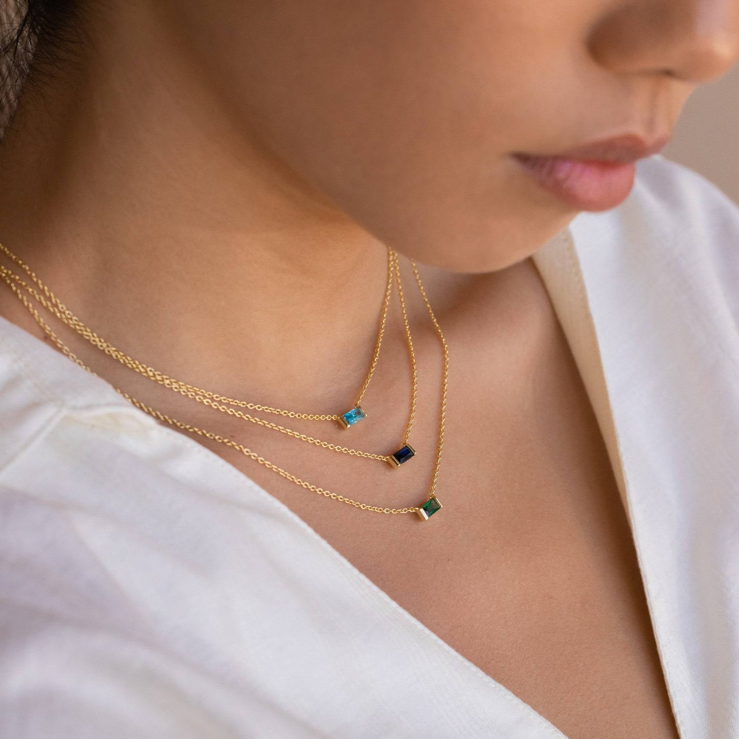* Dainty Birthstone Pendant Necklace * FEBRUARY
