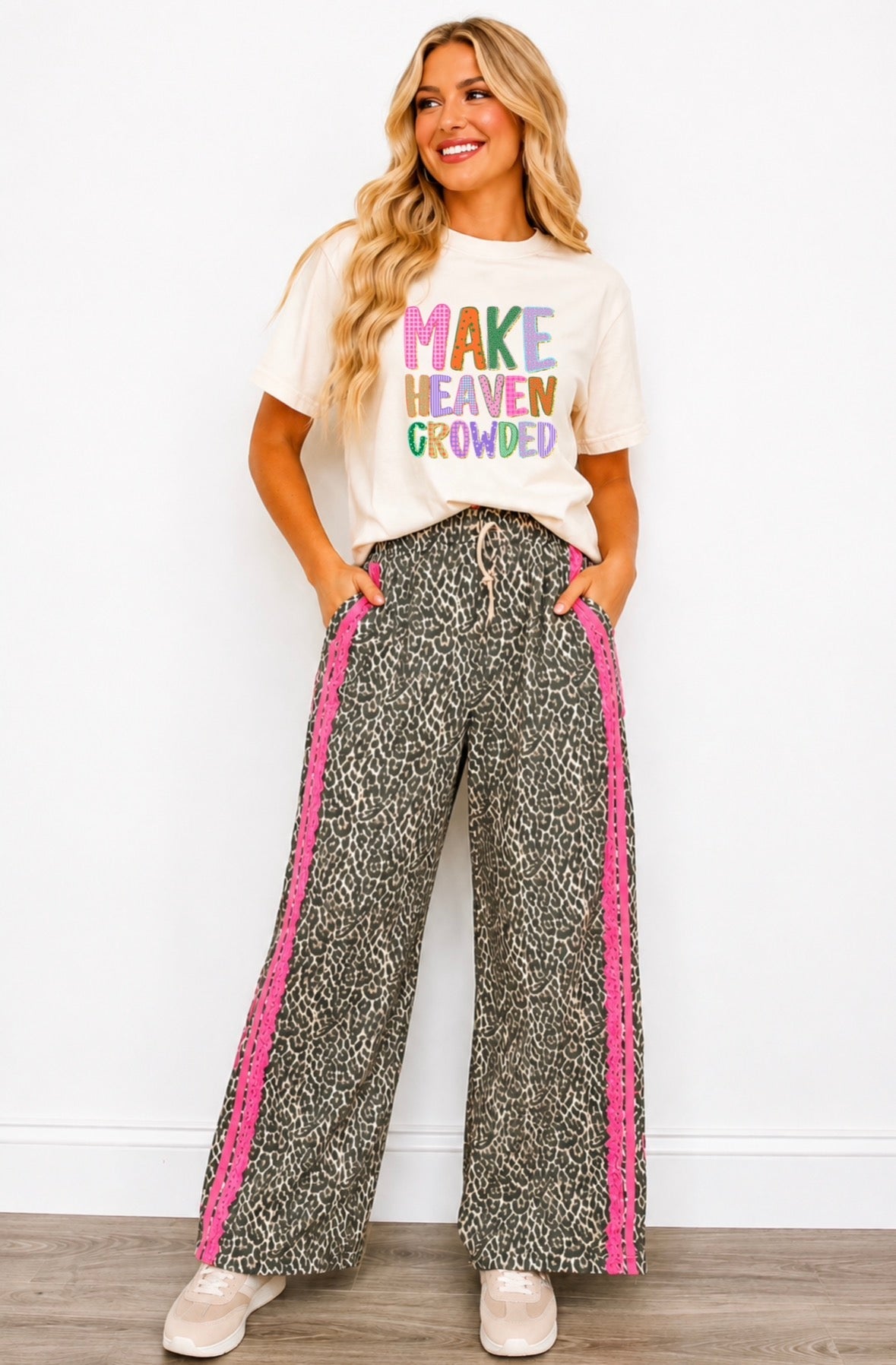 Wild Leopard Lace Detail Pants RTS