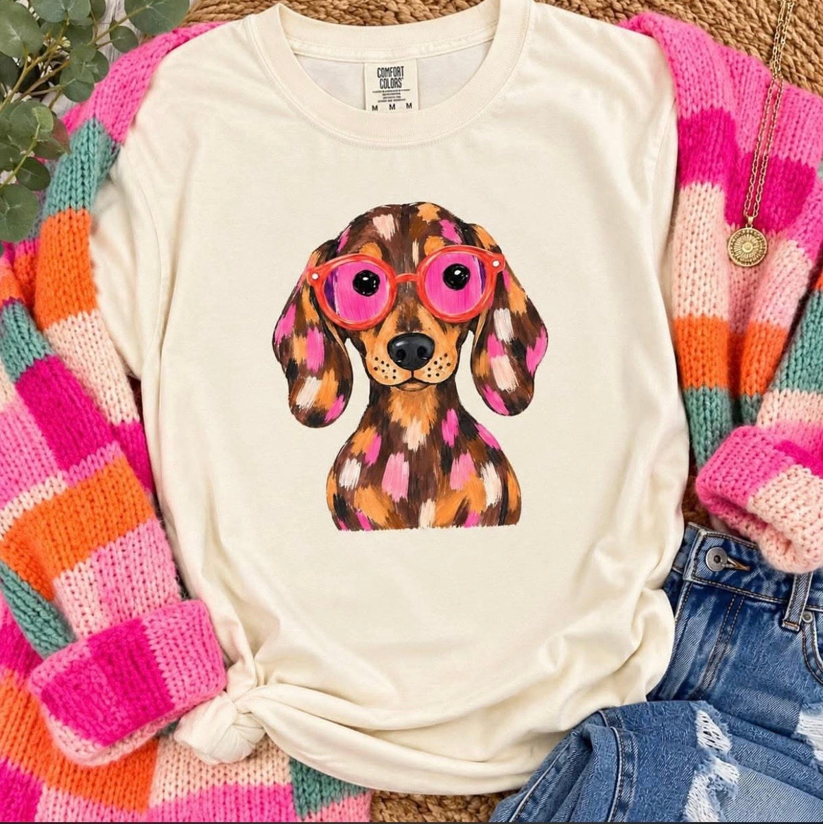 Dachshund Watercolor Glasses EDAY40 DTF Top