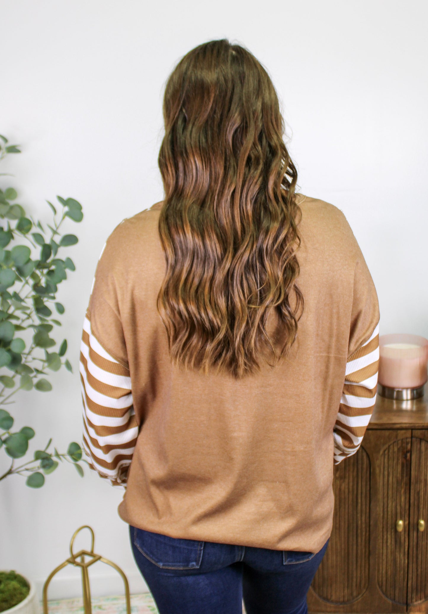 Brown Checkered Striped Top RTS