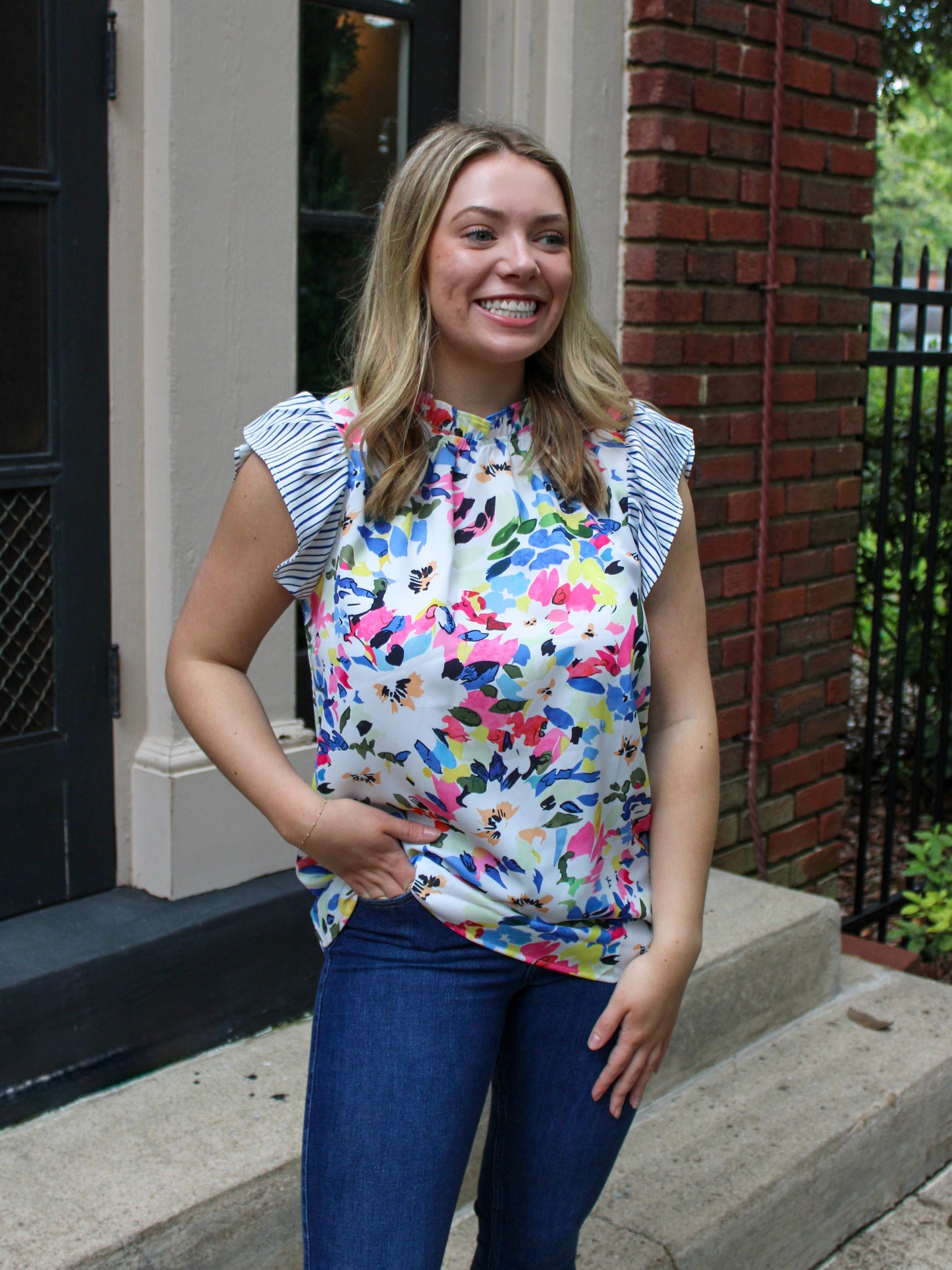 Floral Ruffle Sleeve Top May.