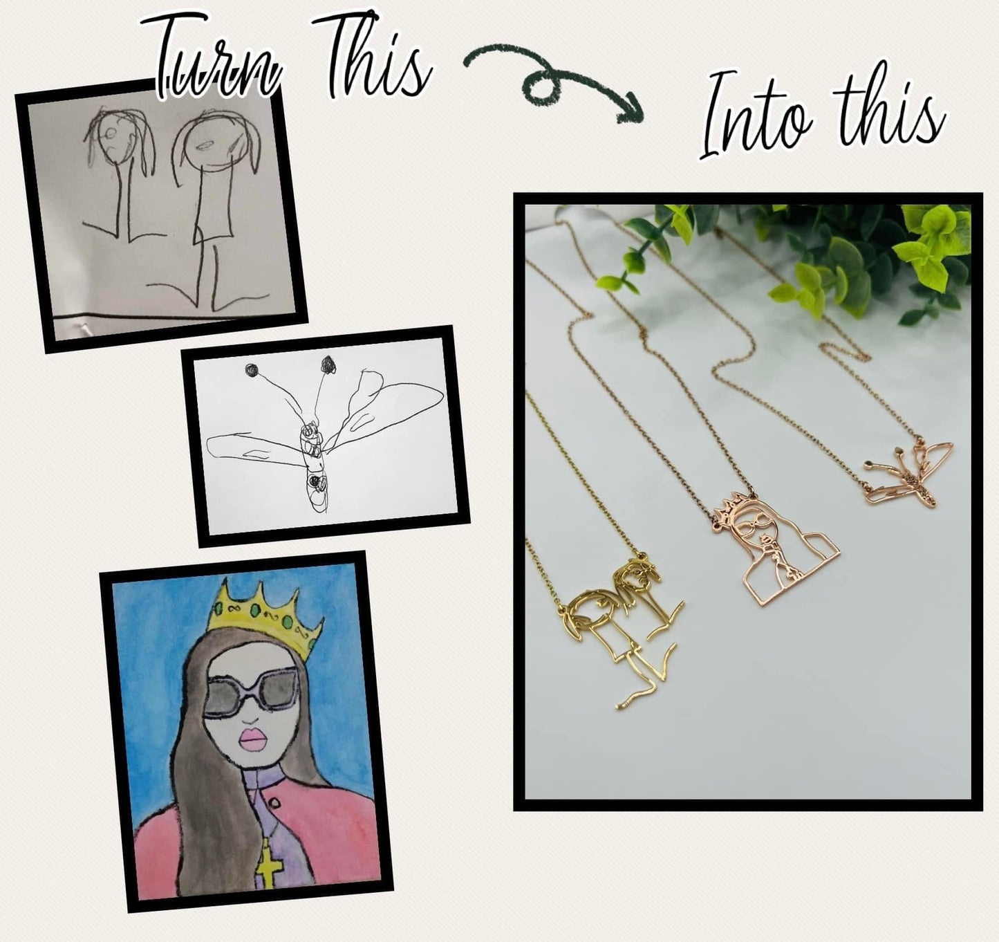 Preorder: Custom Photo Drawing and Handwriting Necklace