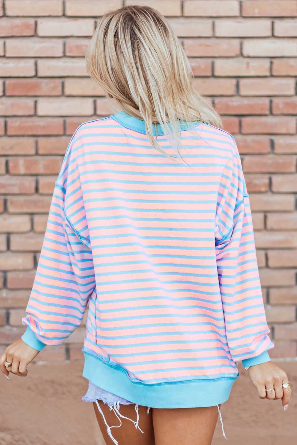 Pink and Blue Striped Tee December.