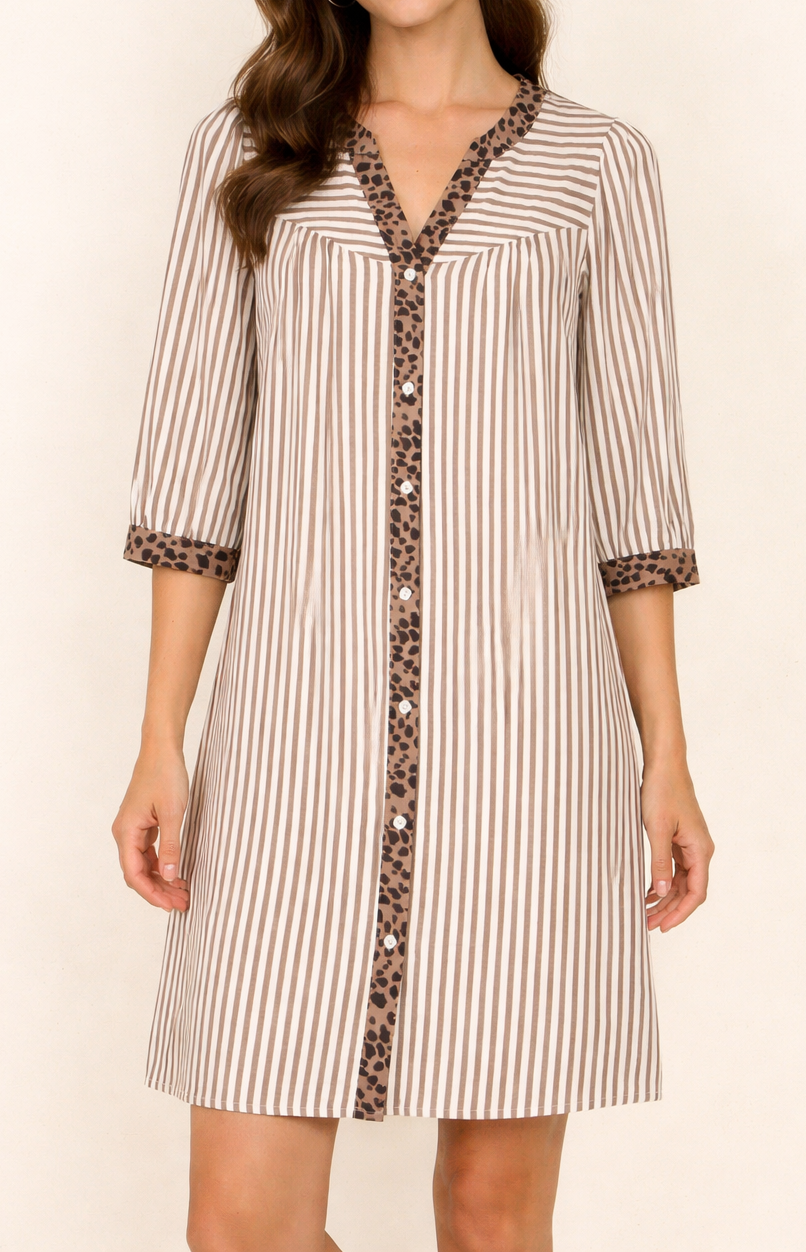 Khaki Stripe Leopard Dress February.