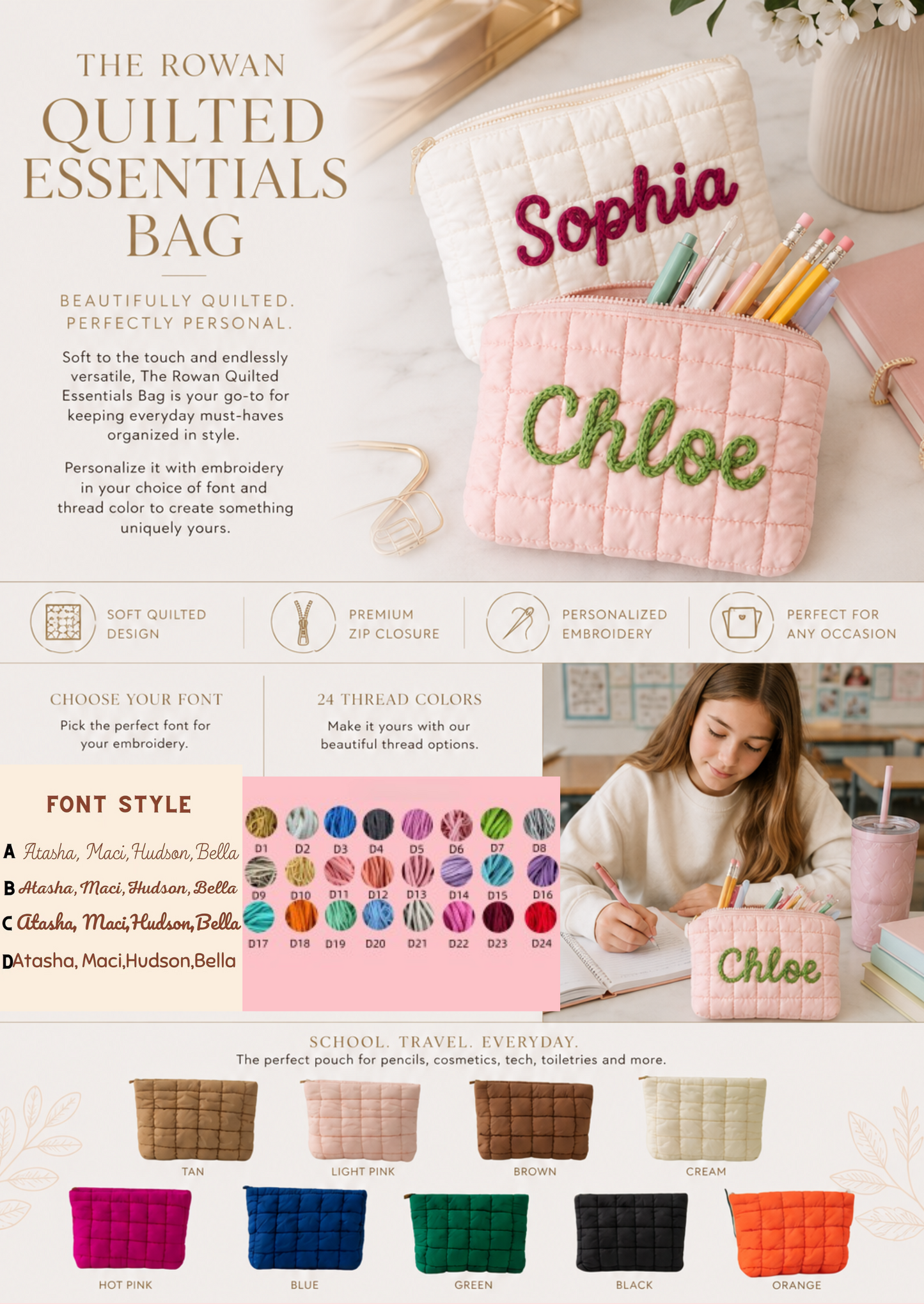 PREORDER: The Rowan Quilted Essentials Bag 7.27.26
