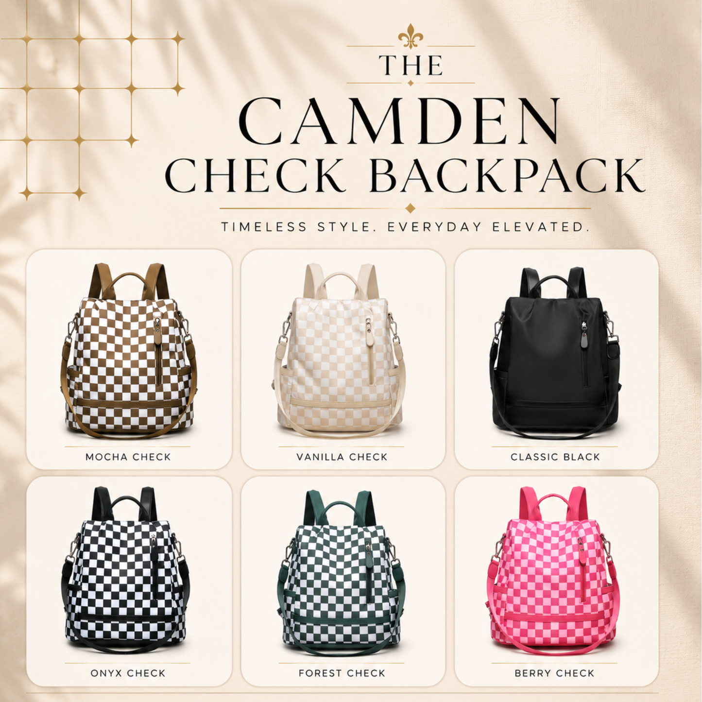 PREORDER: The Camden Check Backpack RERUN 8.10.26