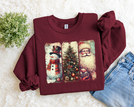 Snowman, Christmas Tree, Santa Sweatshirt.