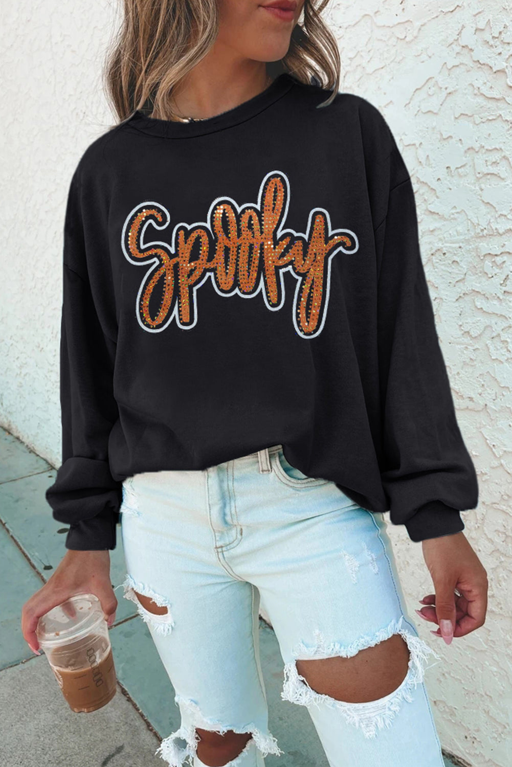 Spooky Rhinestone Sweatshirt RTS