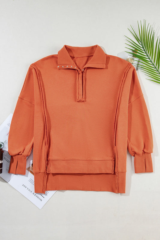 Orange Buttoned Baggy Slit Sweatshirt October.
