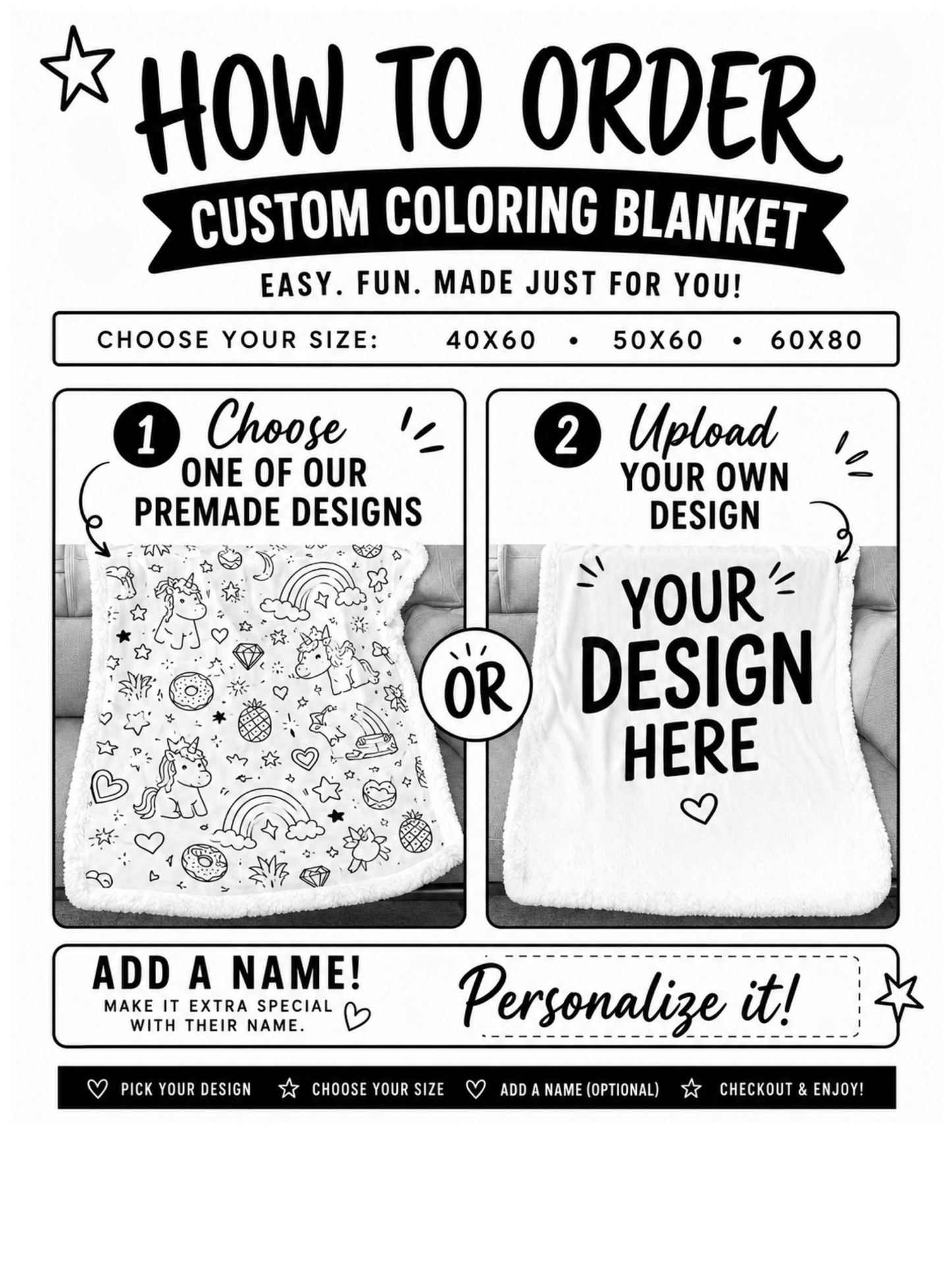 PREORDER: Custom Coloring Blanket (Upload YOUR Design) 7.27.26