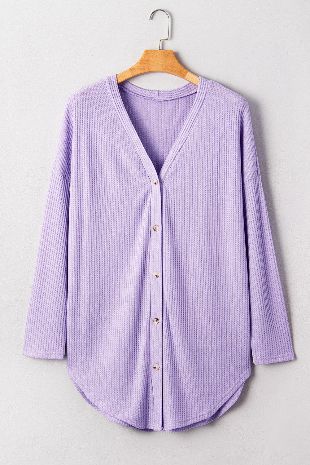 Purple Plus Size Waffle Knit Cardigan October.