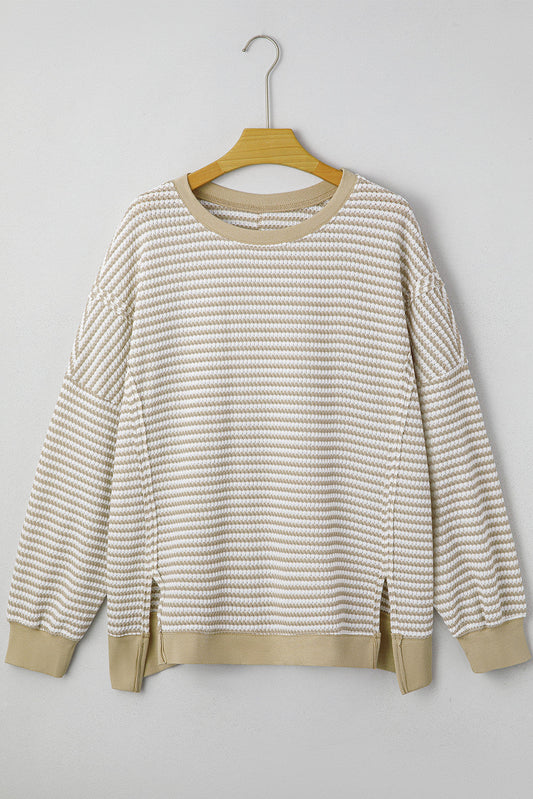 Brown Stripe Knit Ribbed Top October.
