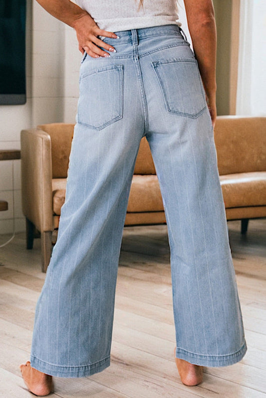 Button Fly Wide Leg Jeans October.