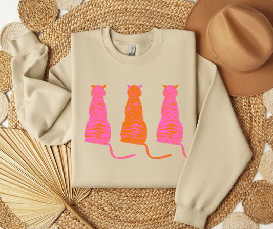 Pink and Orange Tiger SWEATSHIRT.